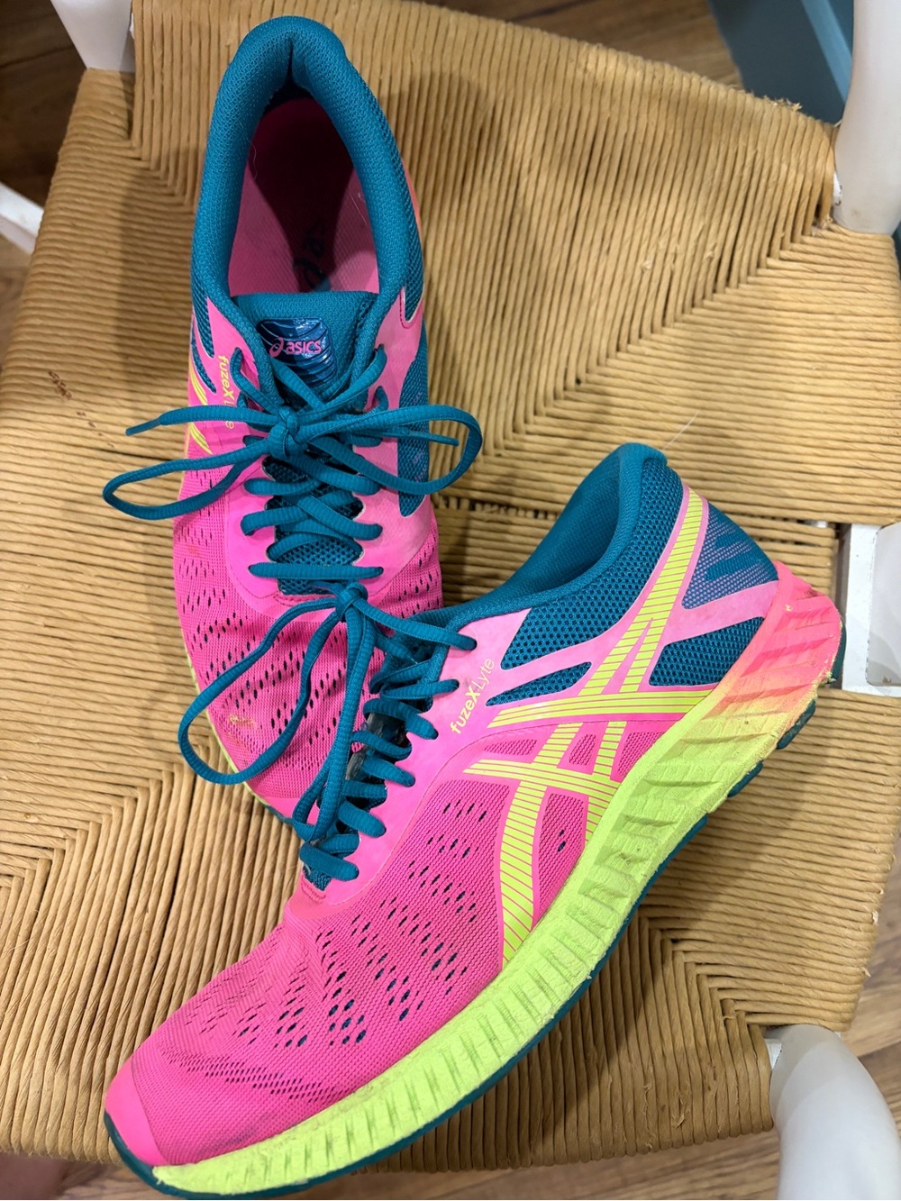 ASICS Women’s Hot Pink Teal Neon Running Sneakers